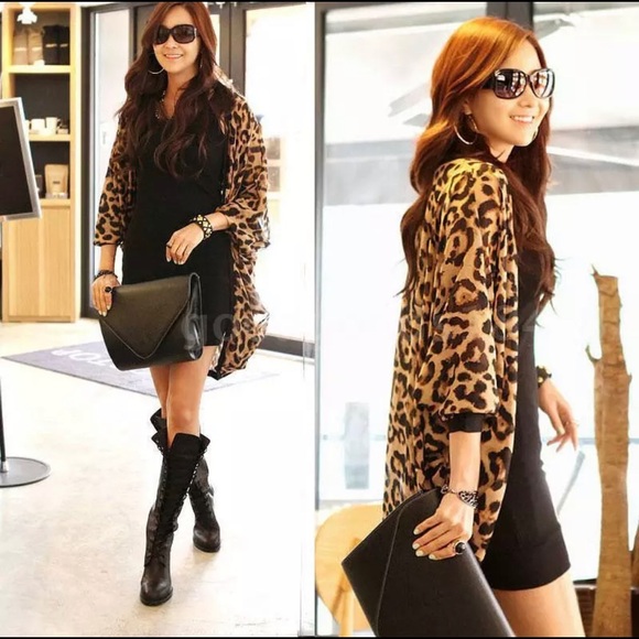Tops - Boho Batwing Shawl Kimono Duster New Leopard